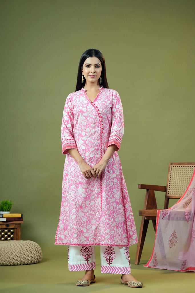 विधा Vidha Women's Pure Cotton Angrakha Kurti (Small) Pink : Amazon.in:  Fashion